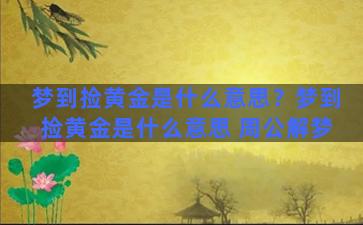 梦到捡黄金是什么意思？梦到捡黄金是什么意思 周公解梦